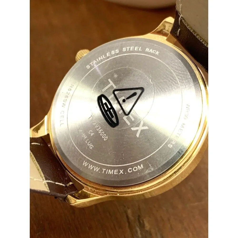 Timex Women's Watch TW2V36000 Quartz Gold Brown Leather Band 32mm